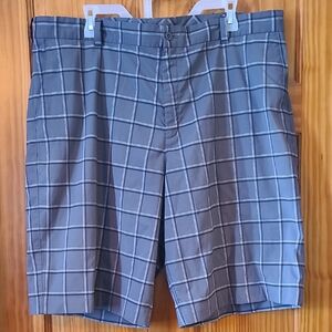 Nike Men's Gray And White Plaid Shorts